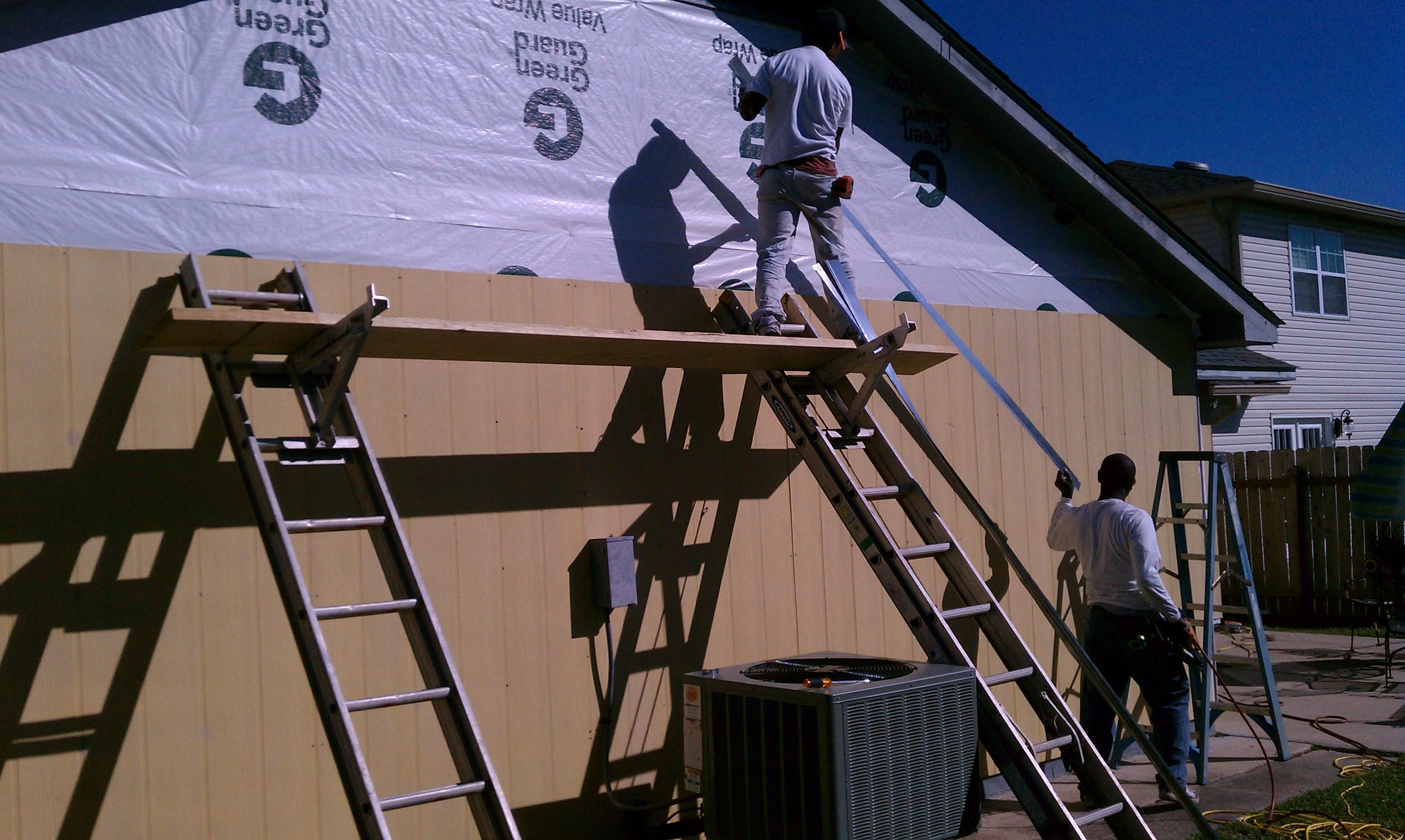 Hardi siding installation in progress